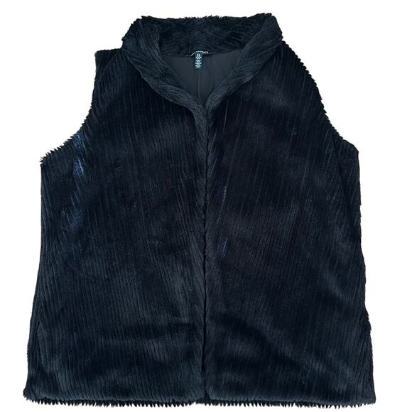 Ellen Tracy Faux Fur Vest Black Size XL - Picture 1 of 6